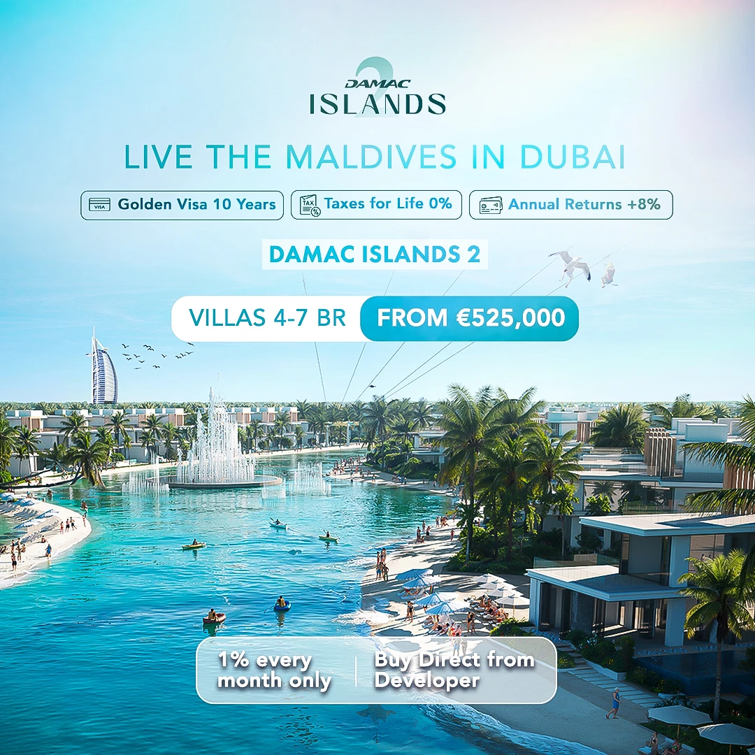 Alternative Maldives ad with water features and resort view